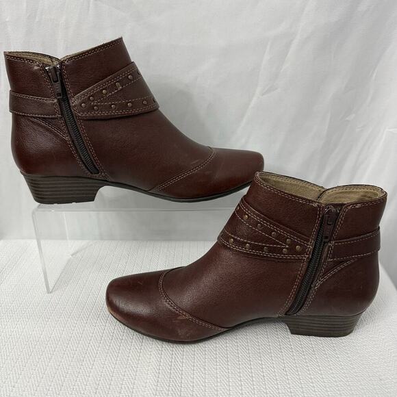 Taos Boots Women’s 7 Ultimo Brown Leather Studded Ankle Booties Boho Western - Picture 12 of 13